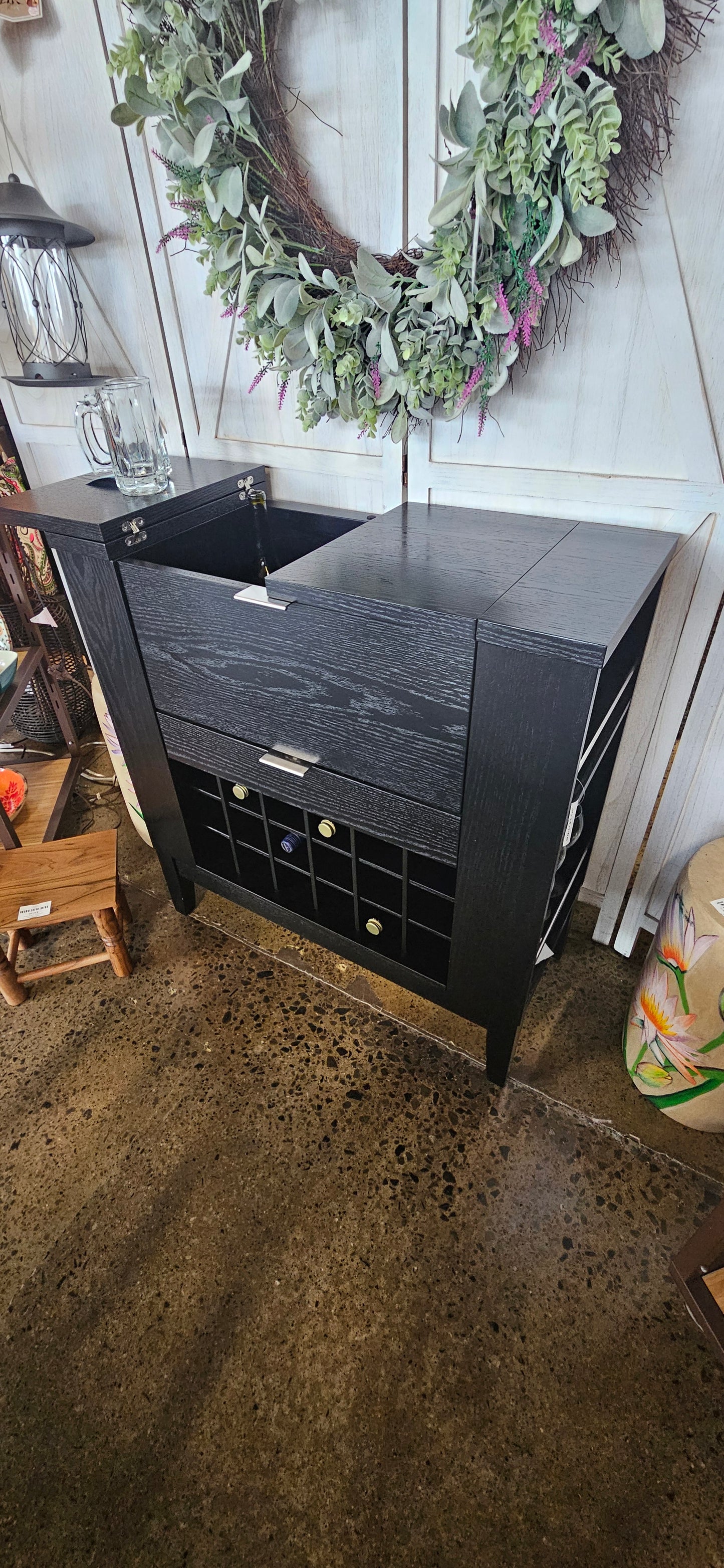 Black Crate and Barrel Bar Cart