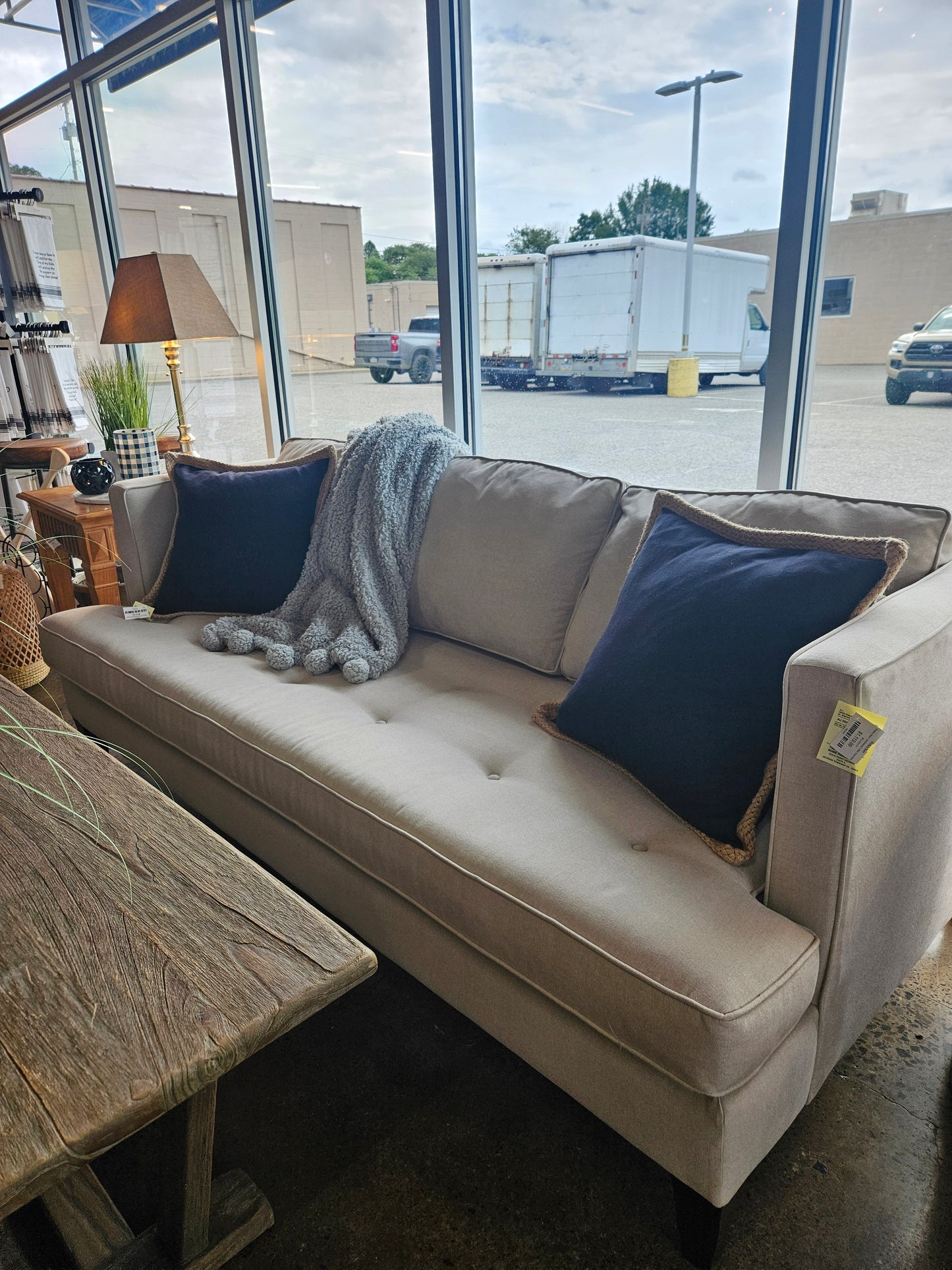 Pottery Barn Upholstered Tufted Seat Sofa