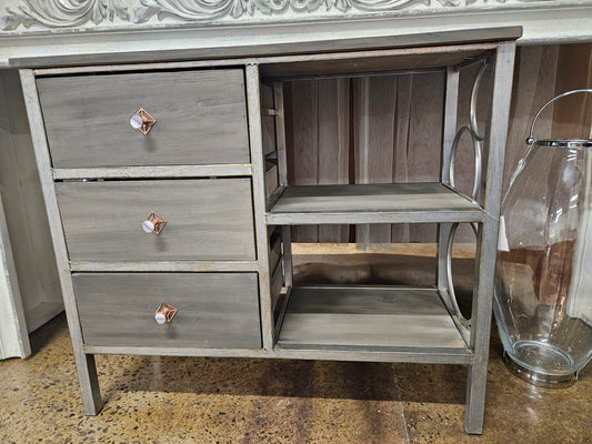 Weathered gray storage cabinet