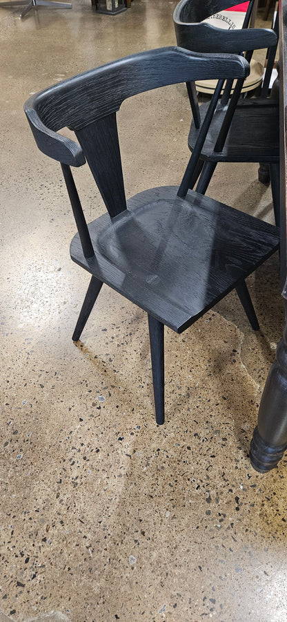 Farmhouse dark wood dining set w/4 chairs