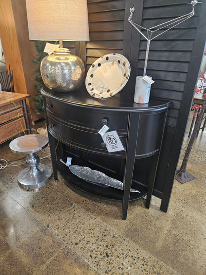 Black half circle hallway table