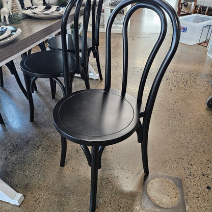 Farmhouse modern dining set with black chairs