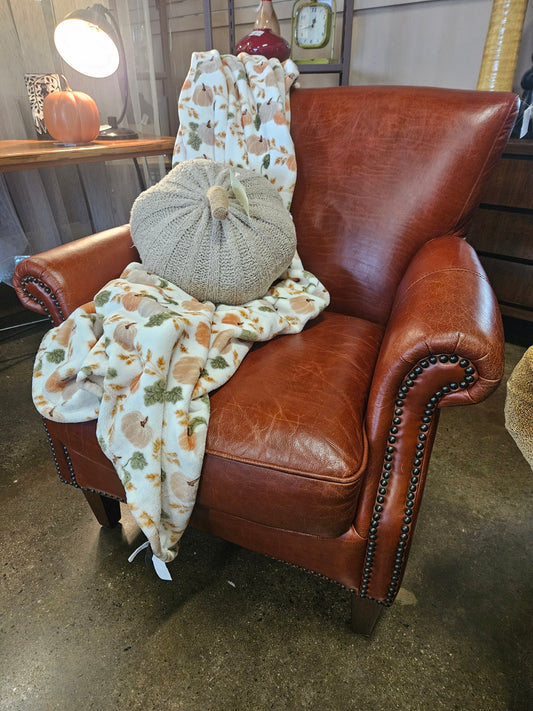 Chocolate Red Leather Chair with Nailhead Trim