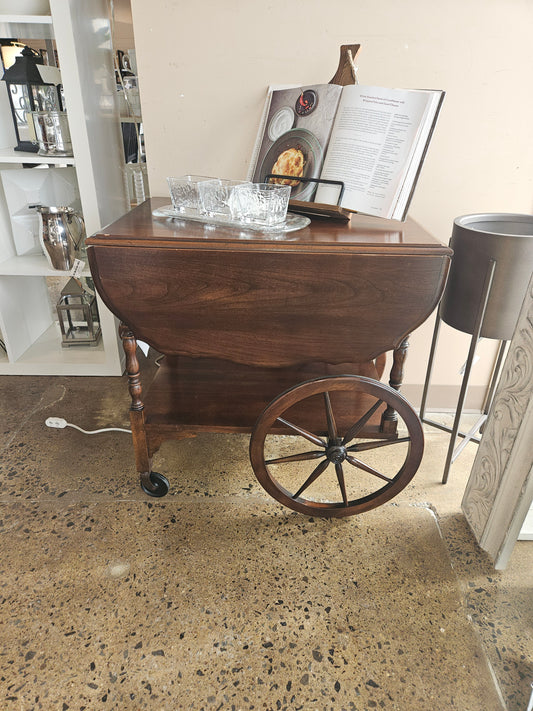 Wooden tea cart with drop leaves