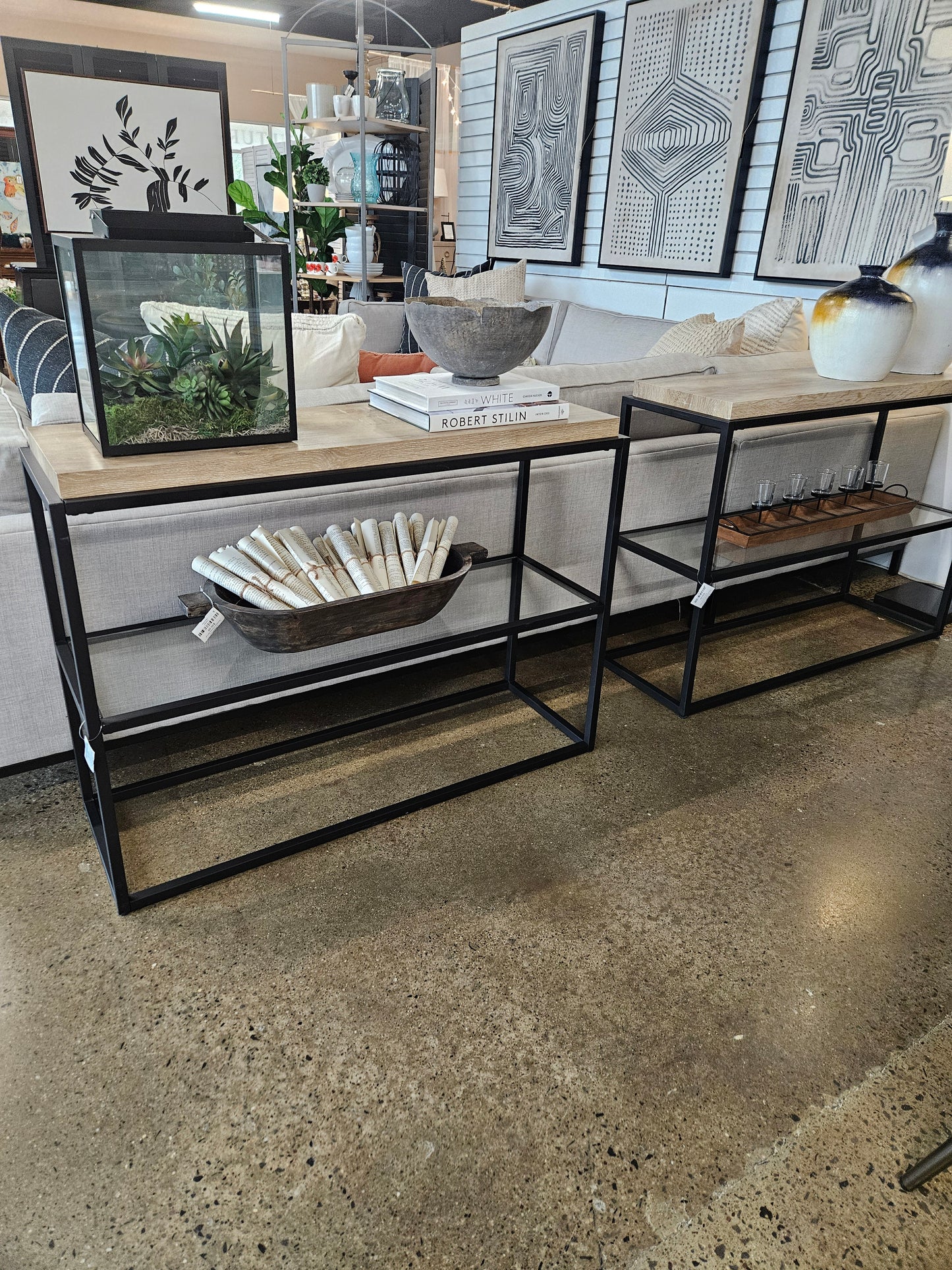 Wood top sofa table (Model Home)