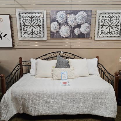 Cherry/black metal daybed with trundle