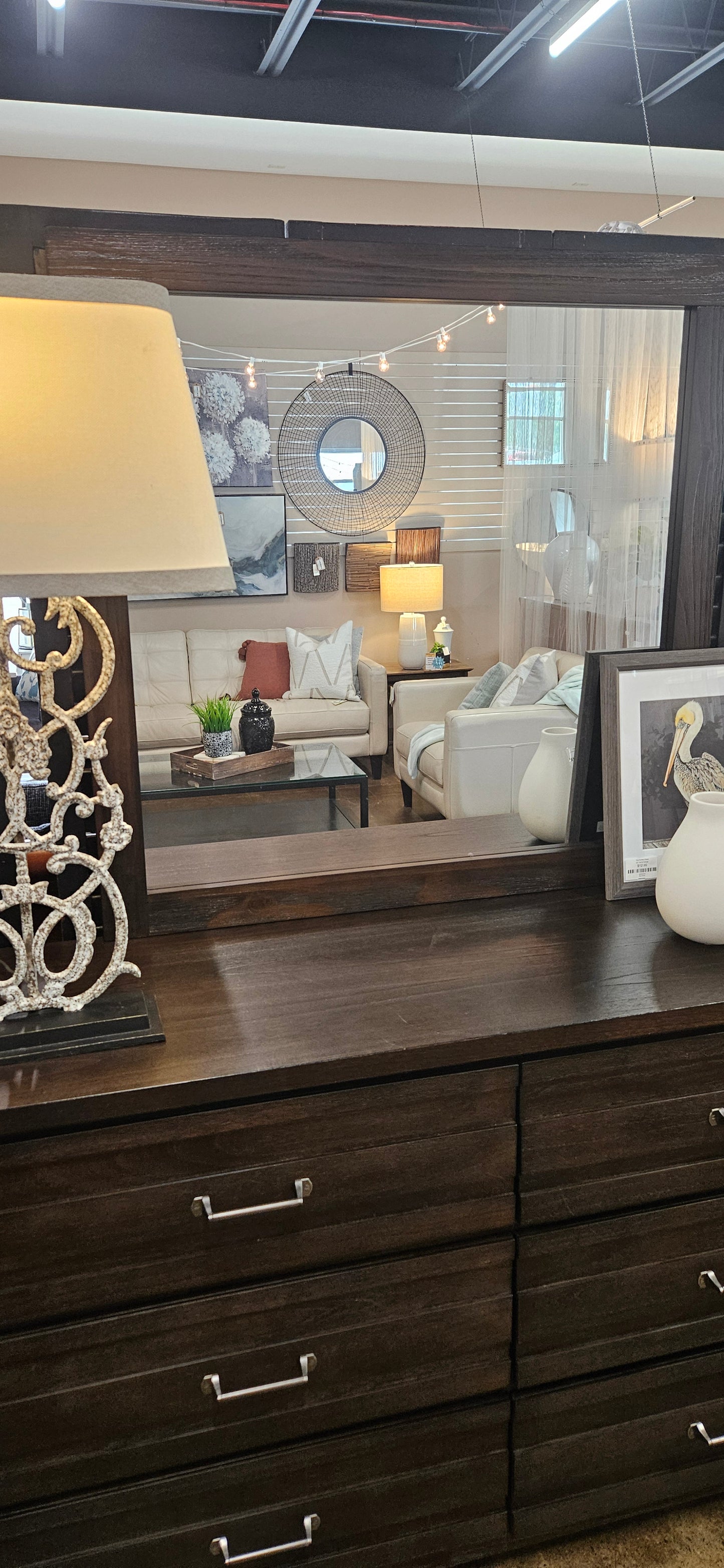 Ashley dark wood dresser with mirror
