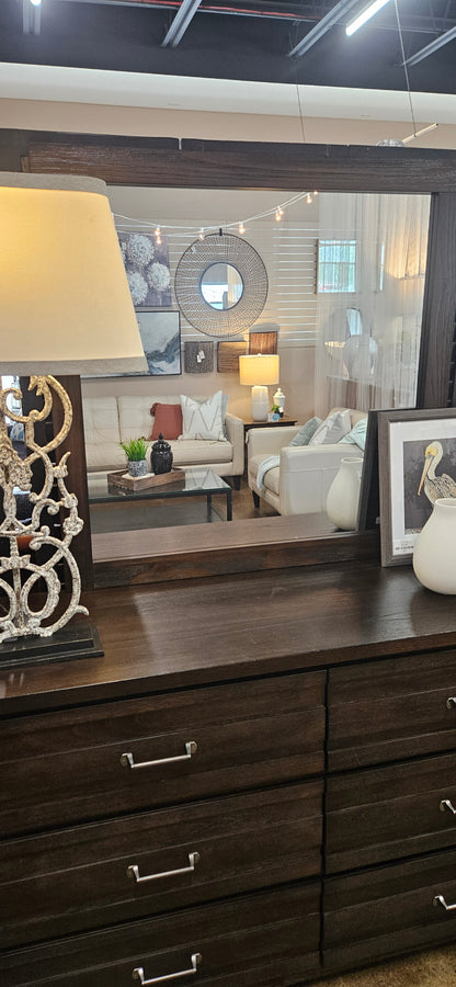 Ashley dark wood dresser with mirror