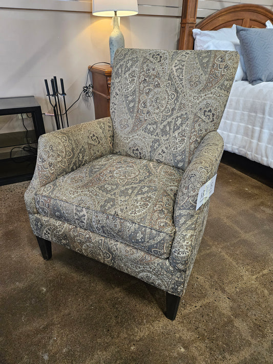 Cream and Taupe upholstered chair by Arhaus