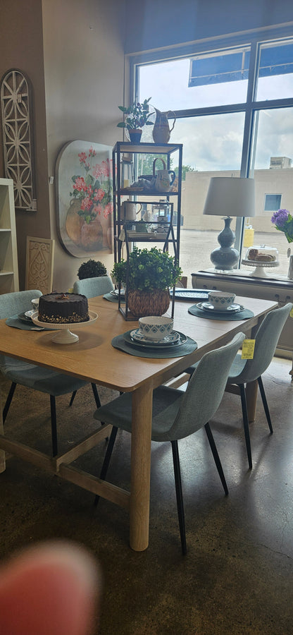 Rustic light wood dining table