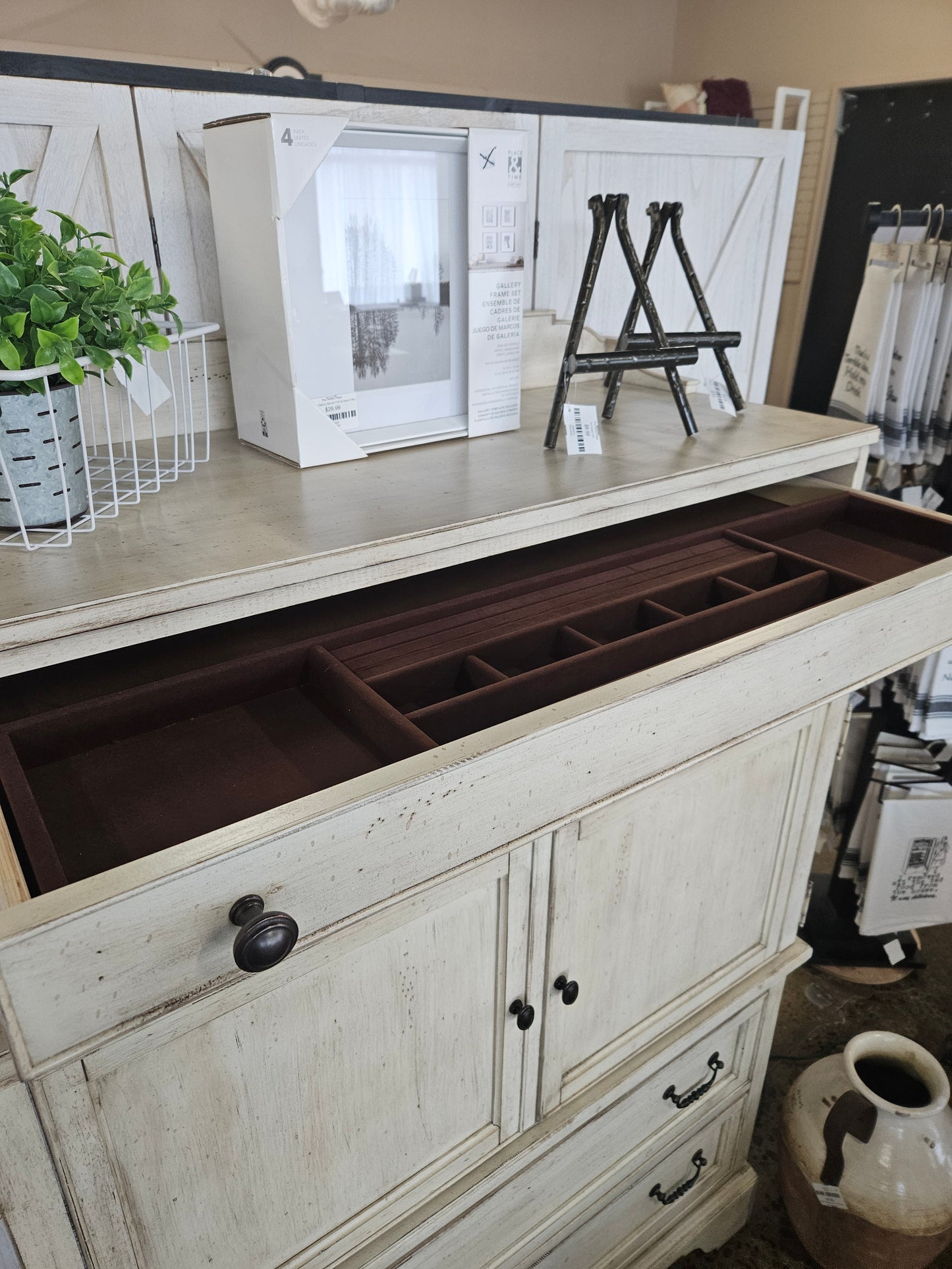 Tall White Washed Door Chest