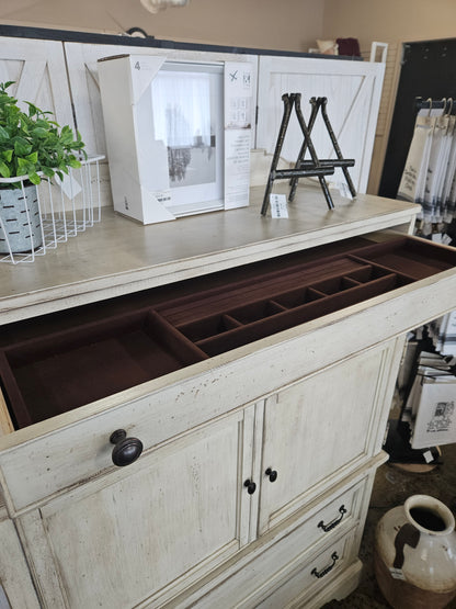 Tall White Washed Door Chest