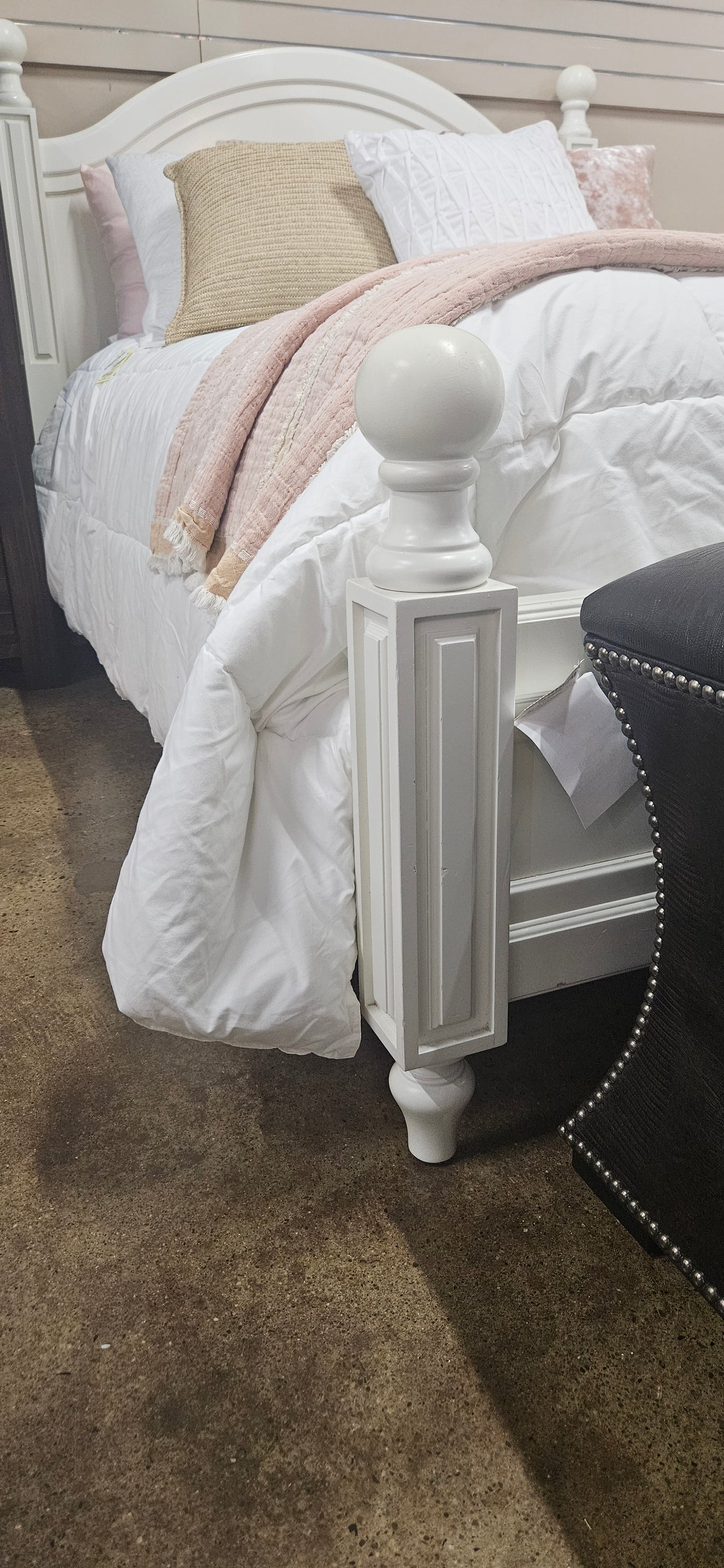 Pottery Barn full cream bed frame