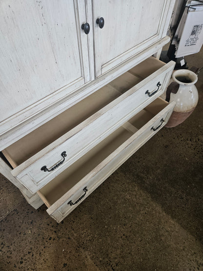 Tall White Washed Door Chest