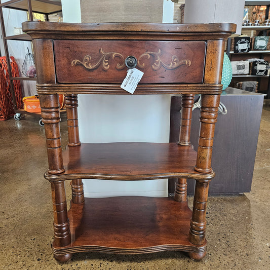 Side table with shelf and drawer