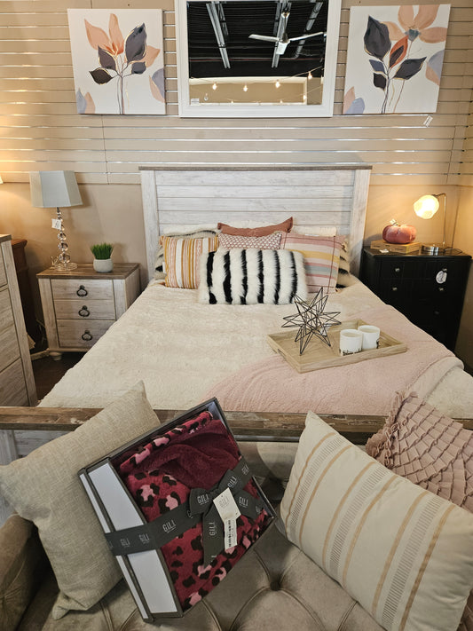 Whitewash Rustic Queen Bedroom Set