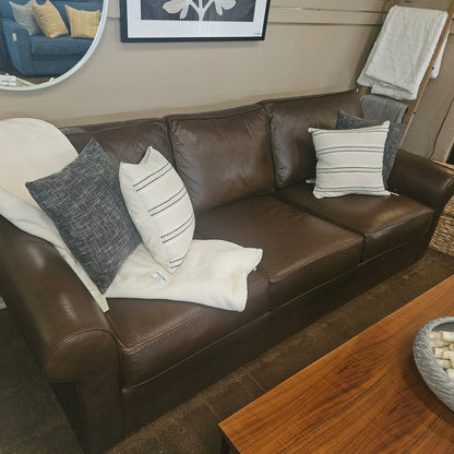 Ethan Allen Dark Brown Leather Sofa