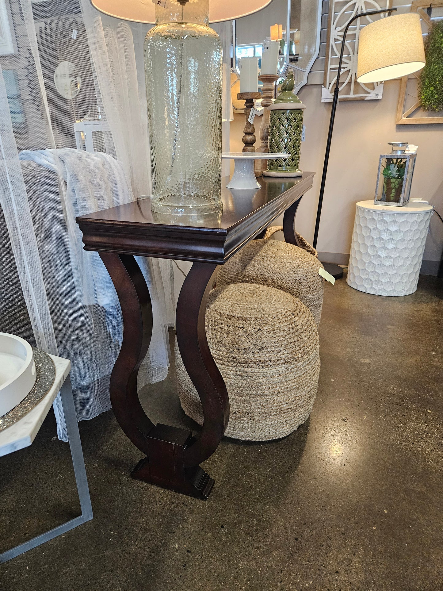 Dark Console Table W/Curved Legs