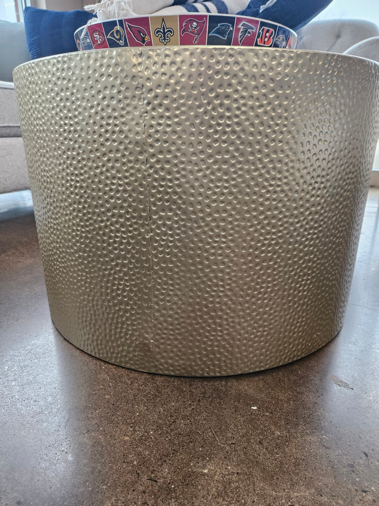 Gold drum coffee table