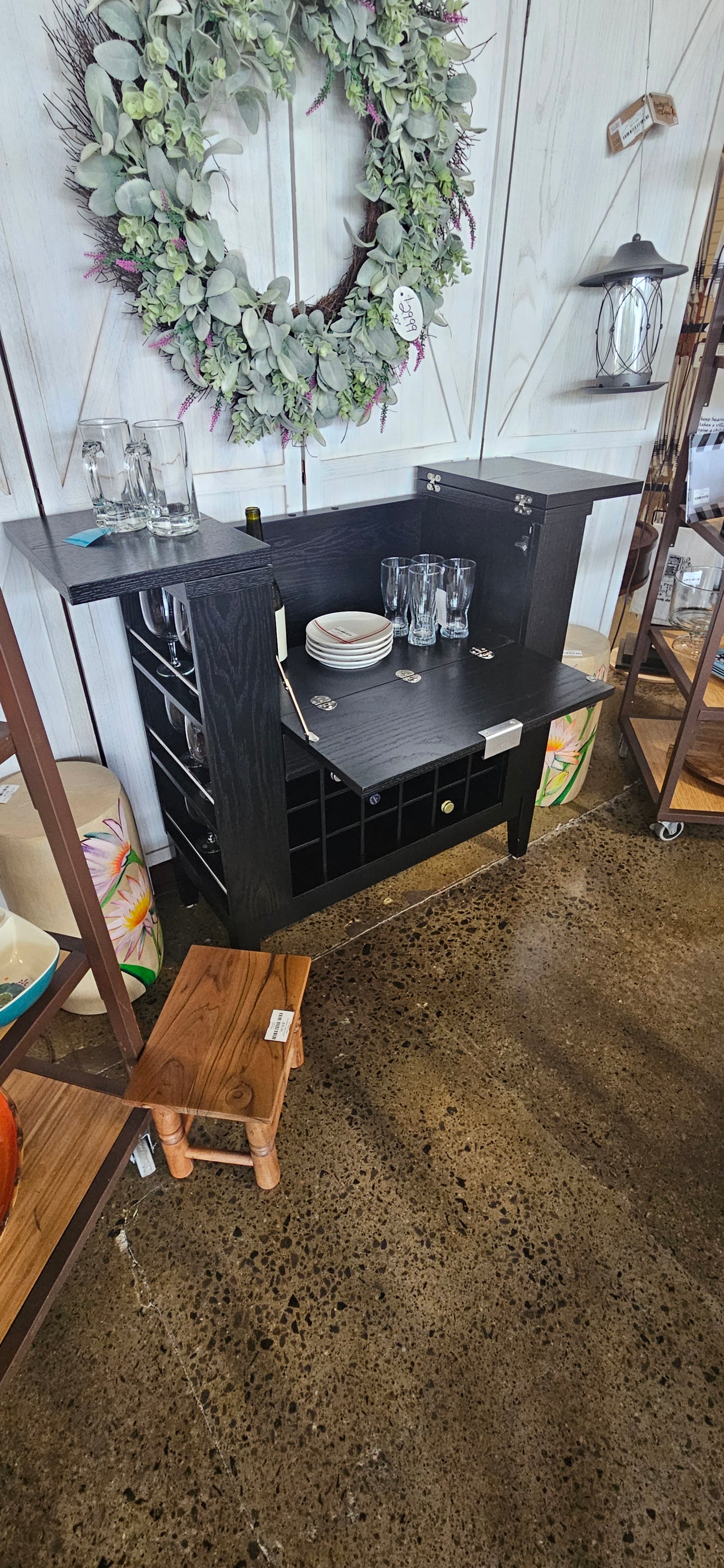 Black Crate and Barrel Bar Cart