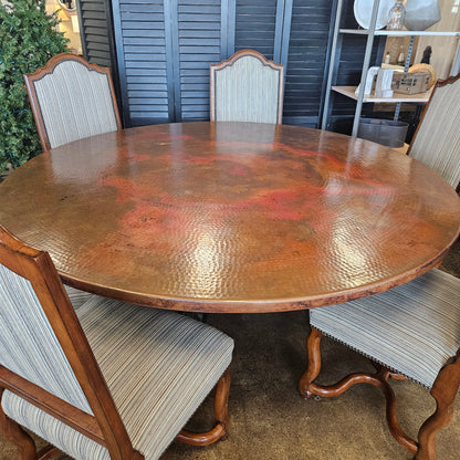 6' Round Copper Table with 6 chairs