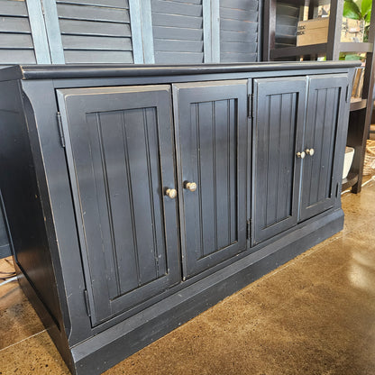 Black distressed entertainment center