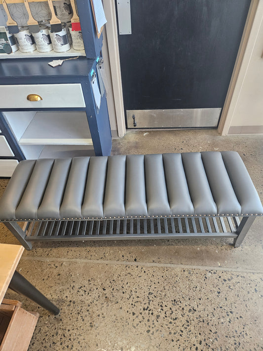 Gray Upholstered Bench