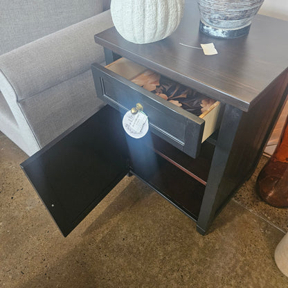 Refinished black end tables with drawer and storage