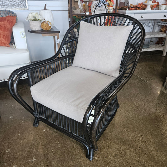Black Rattan Patio Chair with Cushions