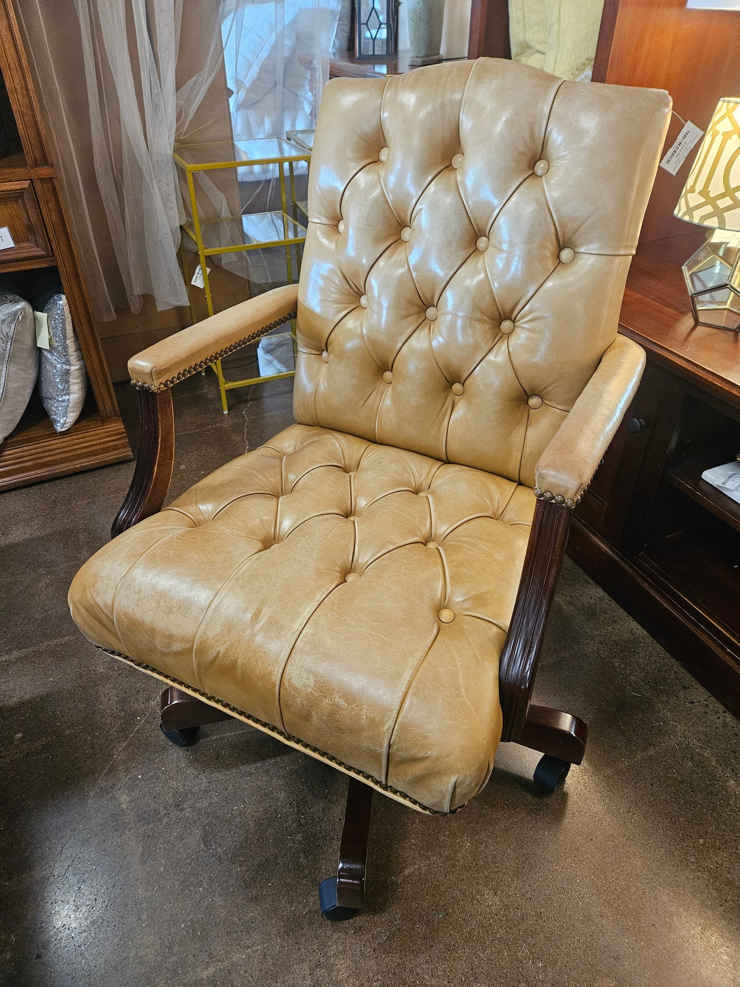 Ethan Allen Tufted Leather Office Chair