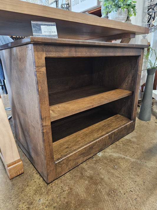 Pine Cabinet with Shelf on Wheels