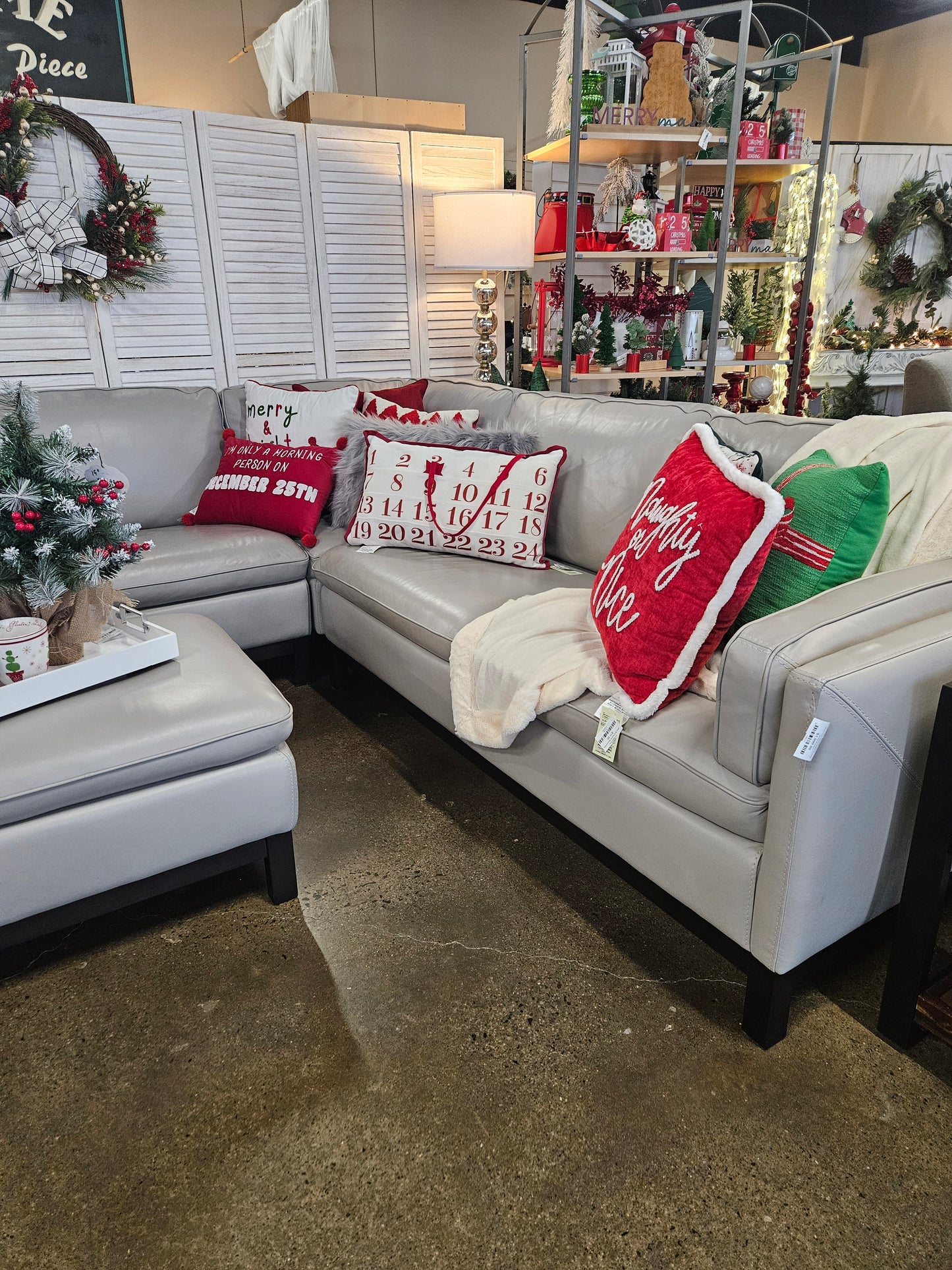 Violino Gray 4 piece leather sectional