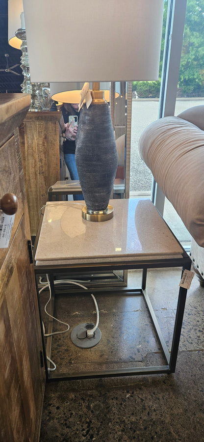 Marble top with natural steel end table (Model Home)