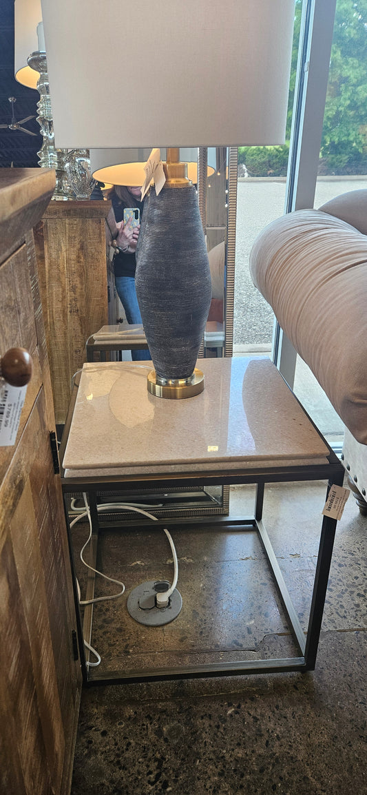 Marble top with natural steel end table (Model Home)