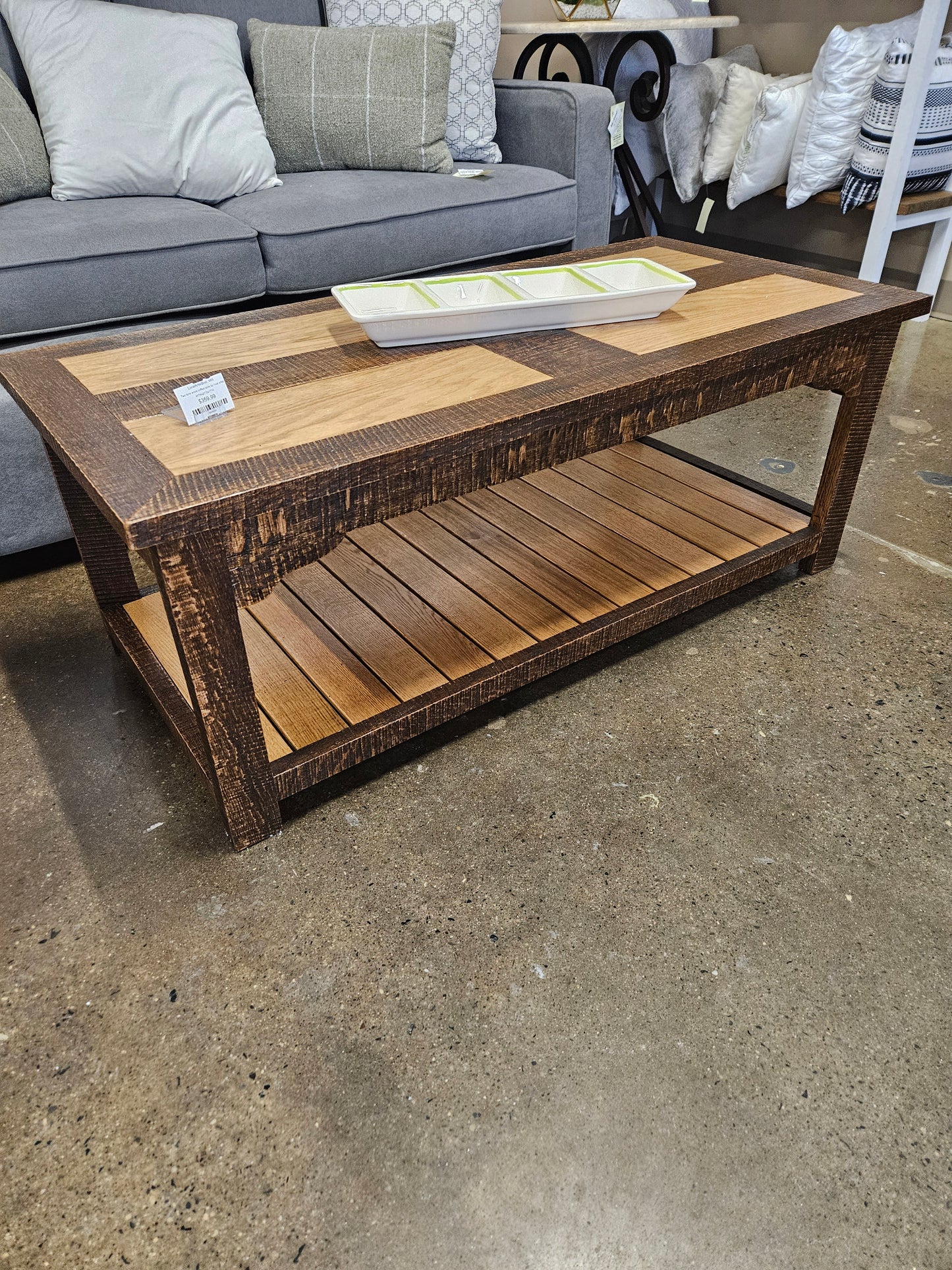 Two tone wood coffee table by local artist