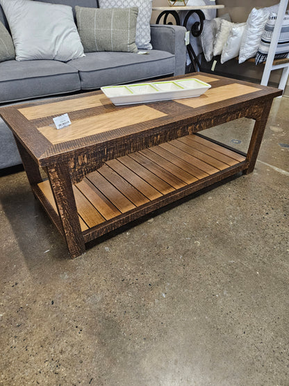 Two tone wood coffee table by local artist