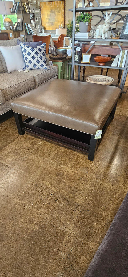 Arhaus Kent Leather Ottoman with storage