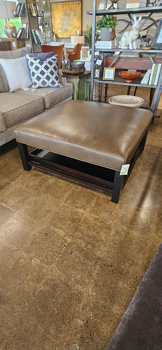 Arhaus Kent Leather Ottoman with storage