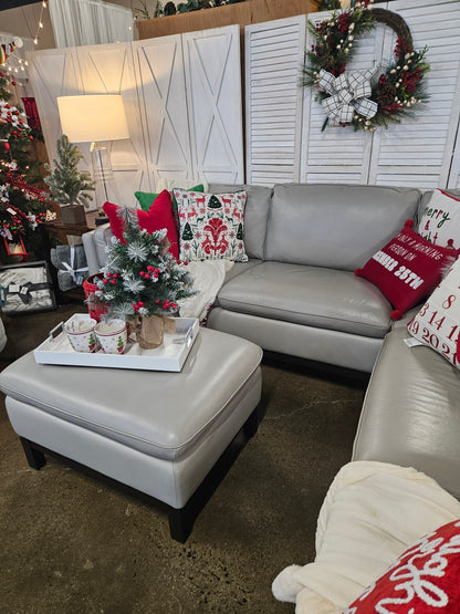 Violino Gray 4 piece leather sectional