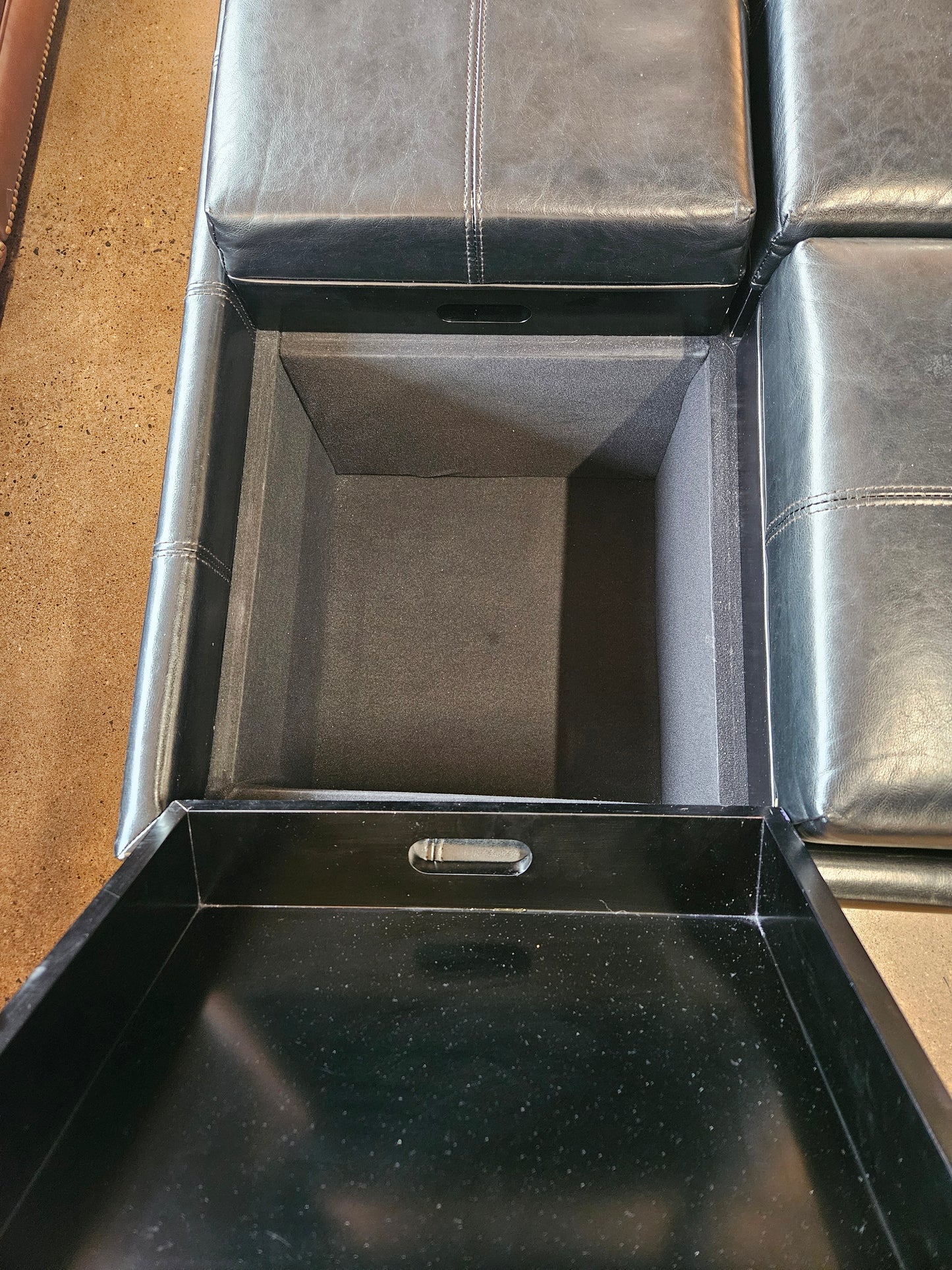 Black Leather Ottoman