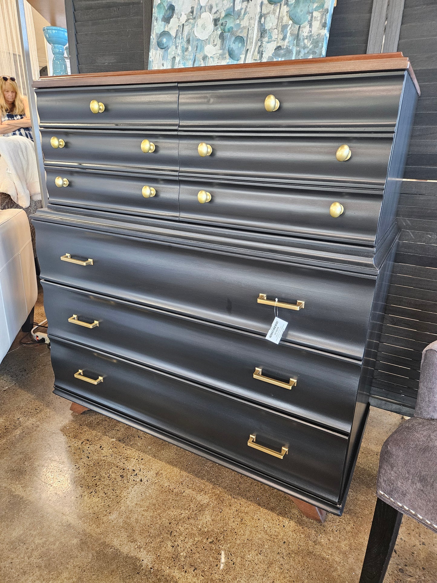 Refinished chest in black w/Wheels