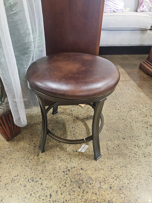Metal Base Faux Leather Top Stool
