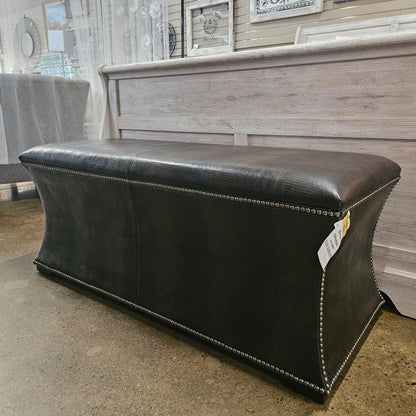 Bernhardt brown patterned ottoman  with silver nail head trim
