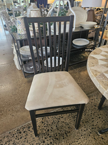 Arhaus marble circular dining table and four chairs