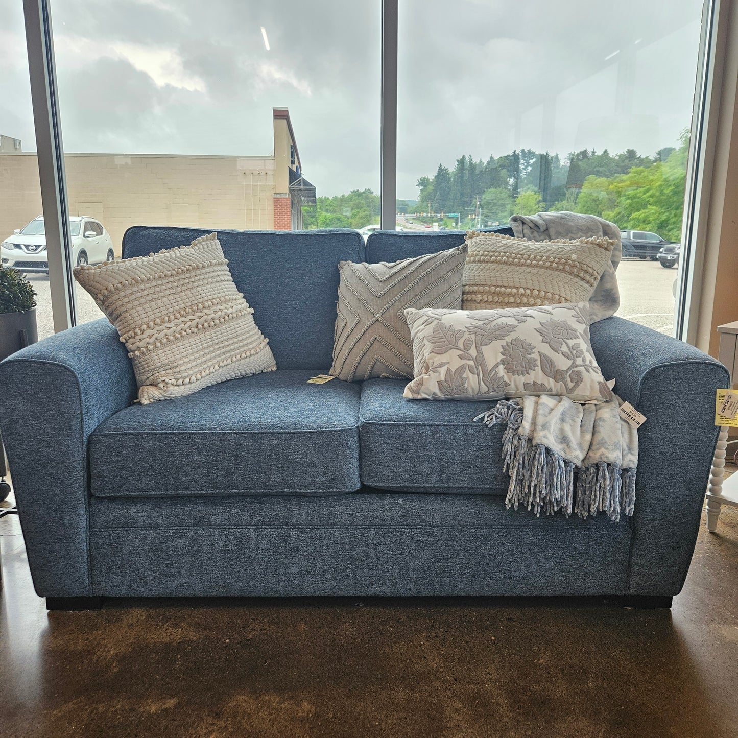 Johnathan Louis blue love seat