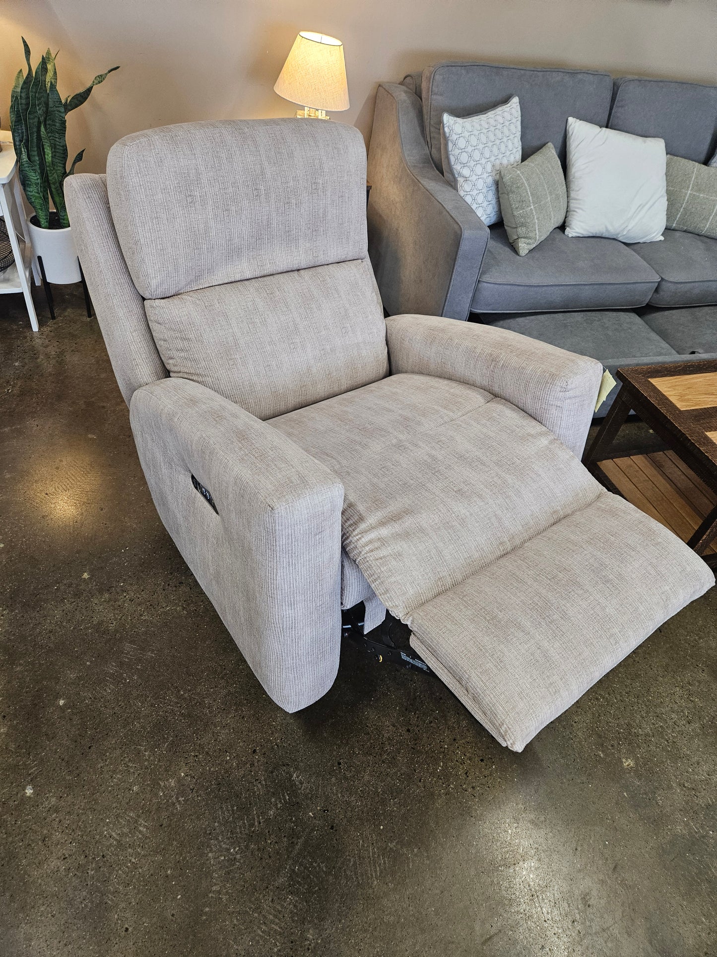 Cream Power Swivel Recliner