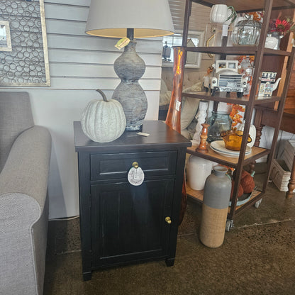 Refinished black end tables with drawer and storage