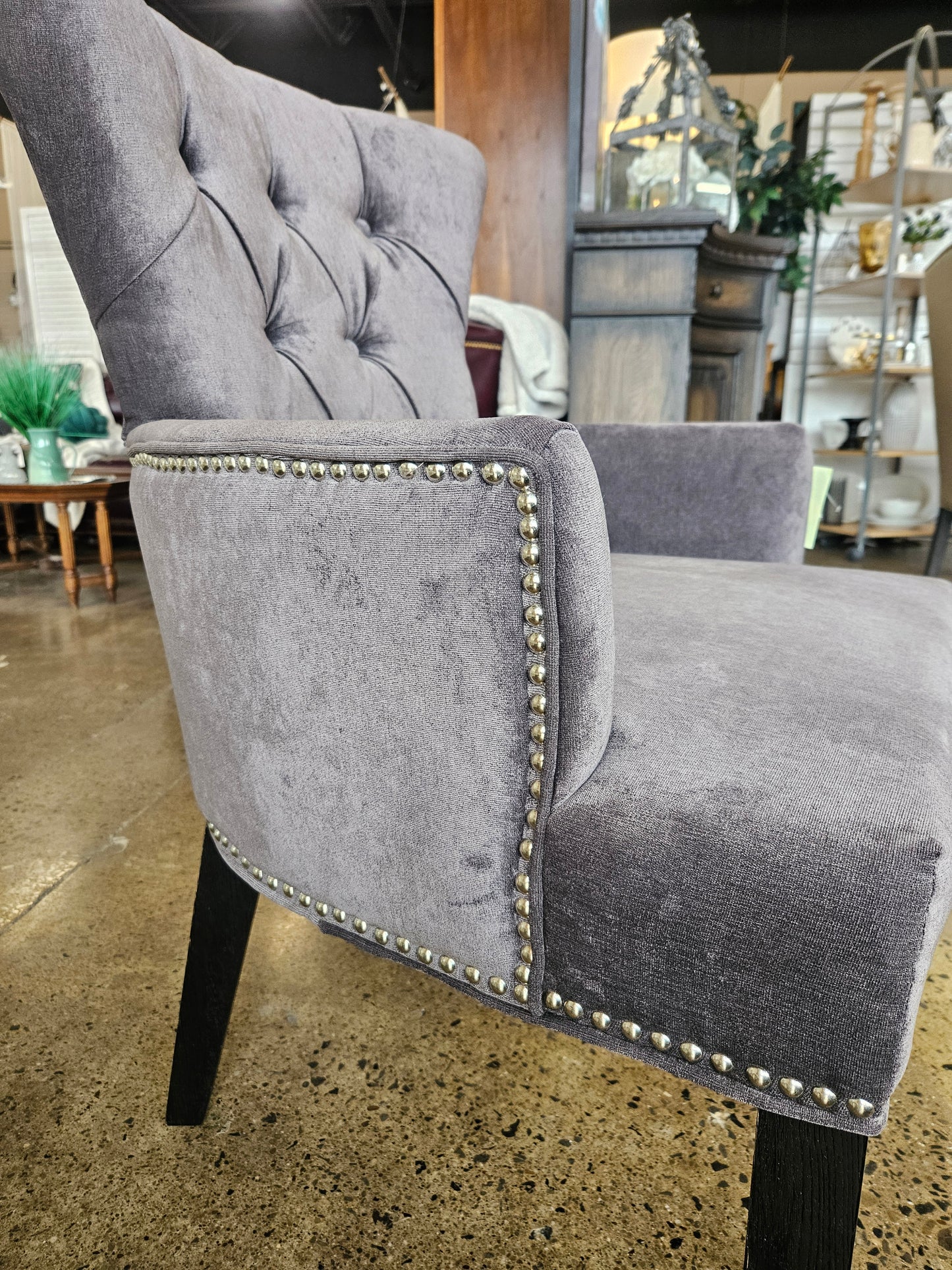 Arhaus Desk Chair Gray Nailhead Trim