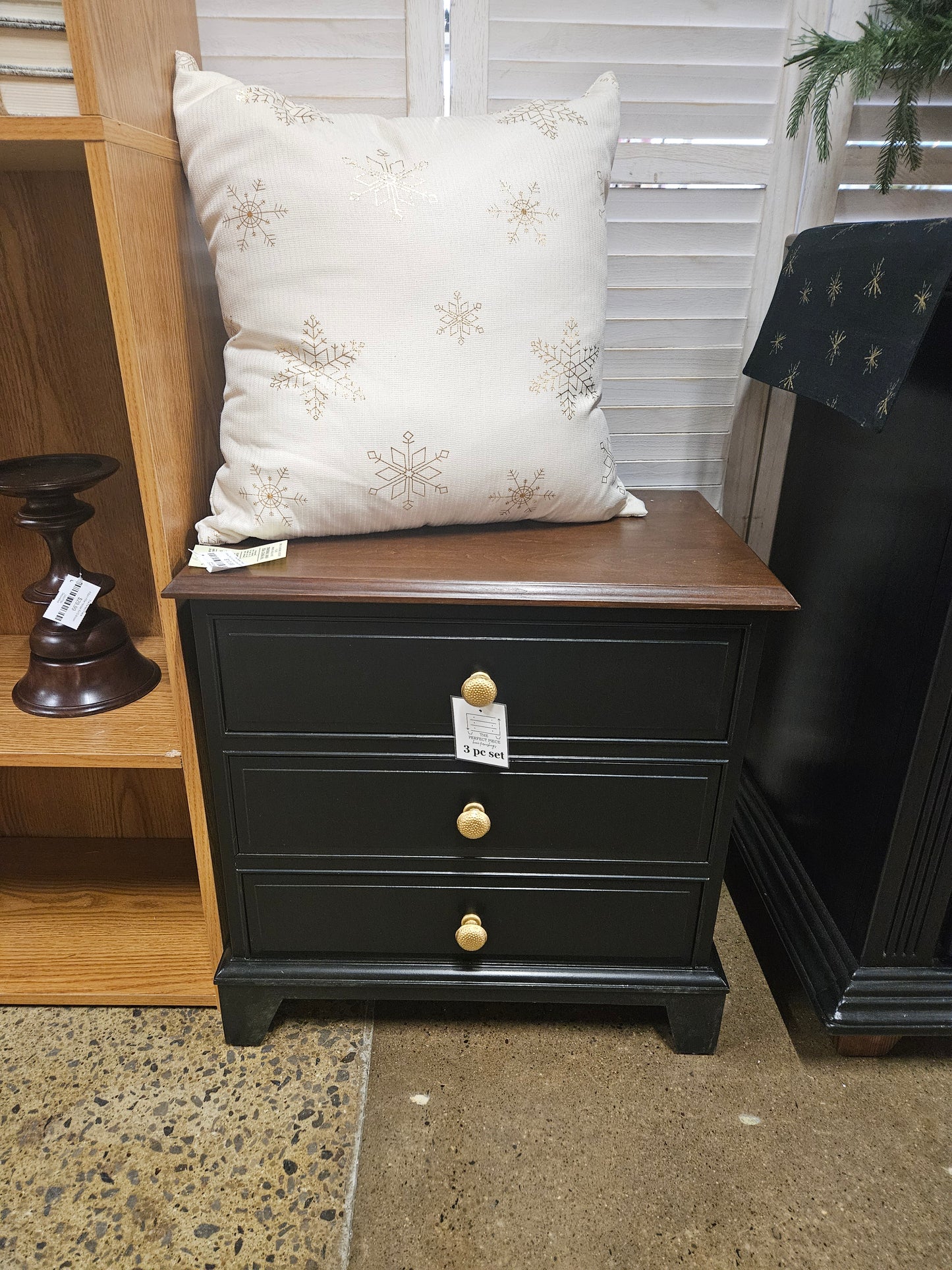 Black dresser & 2 nightstands by Local Artist (3 pcs)