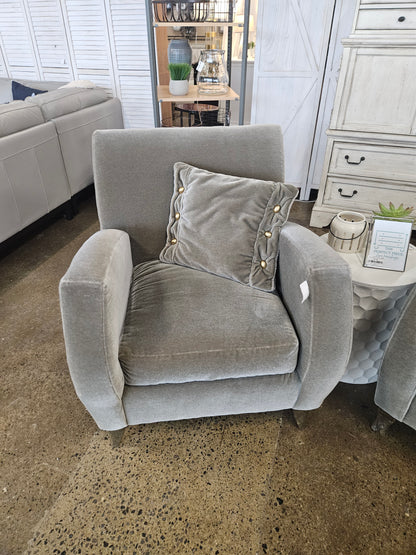 Gray/Green fuzzy mohair chair